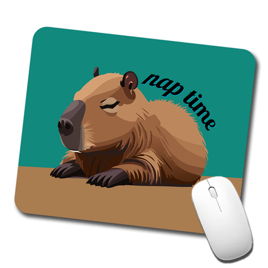 Capybara Nap Time Napping Sleeping Tired Low Profile Mouse Pad Mat