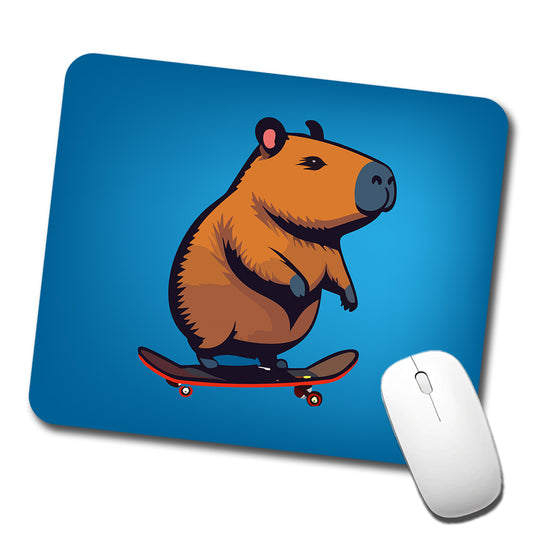 Capybara Riding Skateboard Skater Funny Low Profile Mouse Pad Mat
