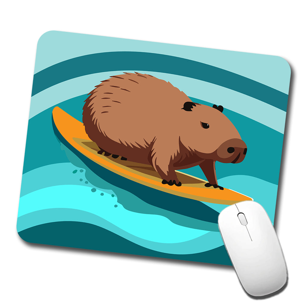 Capybara Surfing Surfer Ocean Funny Low Profile Mouse Pad Mat