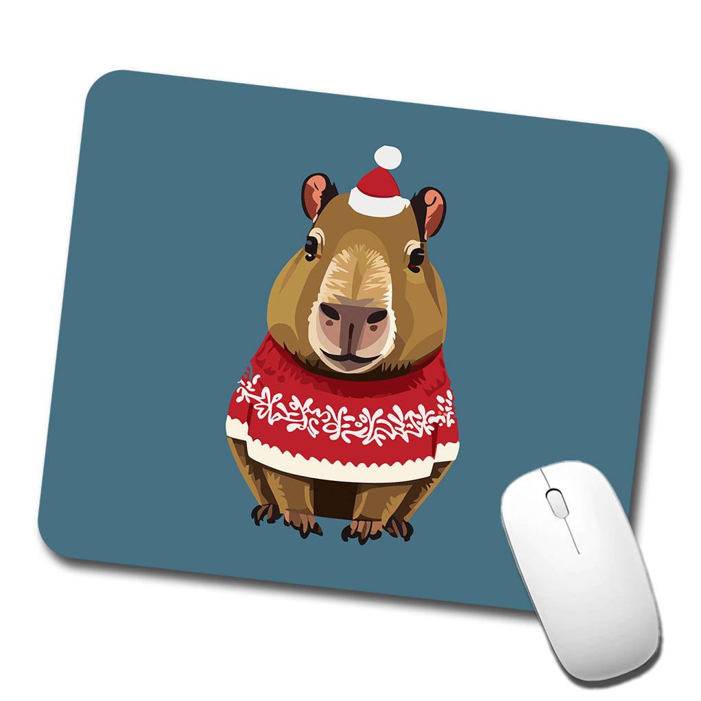 Capybara Wearing Christmas Sweater Funny Low Profile Mouse Pad Mat