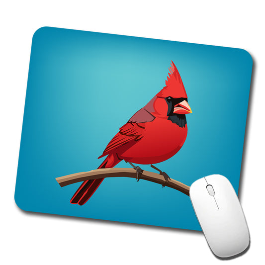 Cardinal Red on Branch Low Profile Mouse Pad Mat