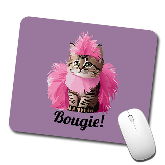 Cat Bougie Funny Pink Feather Boa Low Profile Mouse Pad Mat