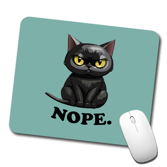 Cat Nope Funny Black Low Profile Mouse Pad Mat