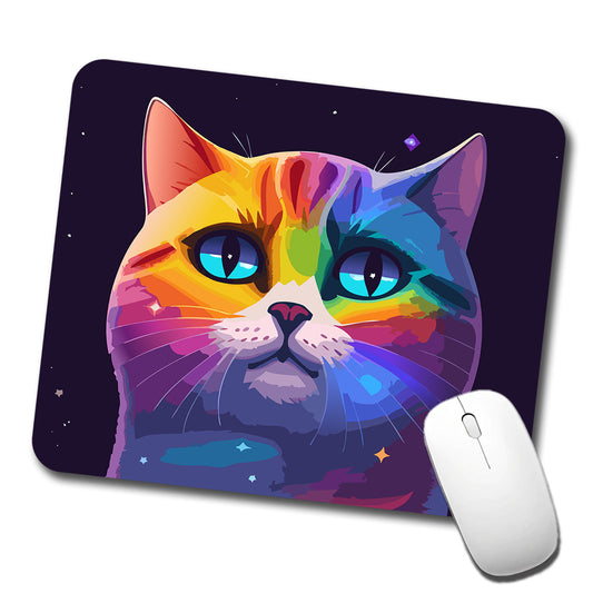 Cat Rainbow in Space Stunning Low Profile Mouse Pad Mat