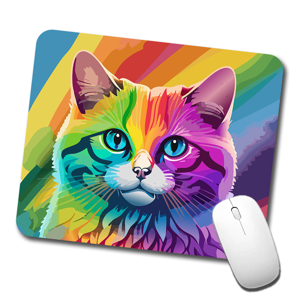 Cat Rainbow Low Profile Mouse Pad Mat
