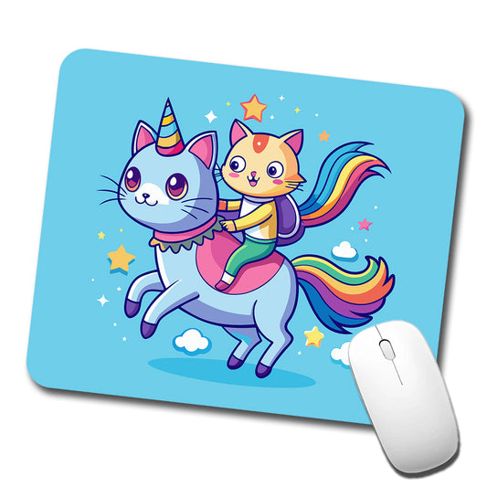 Cat Riding Caticorn Unicorn Funny Low Profile Mouse Pad Mat