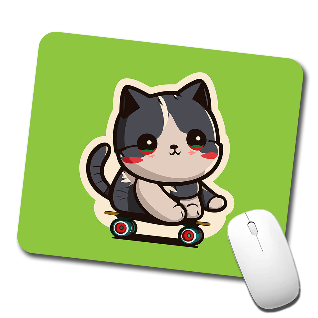 Cat Riding Skateboard Skater Kawaii Cute Low Profile Mouse Pad Mat