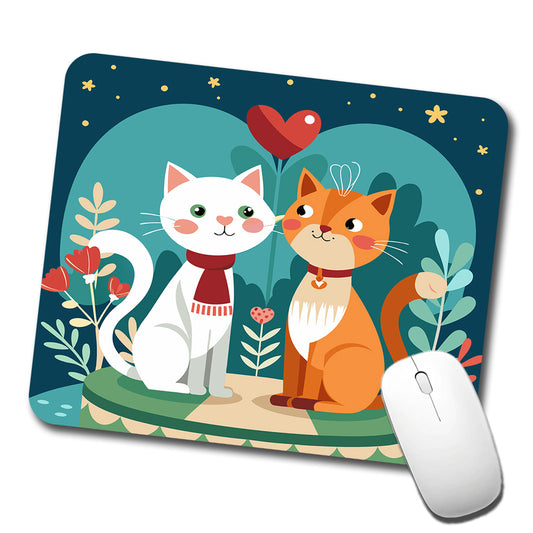 Cats in Love Anniversary Wedding Valentines Day Low Profile Mouse Pad Mat