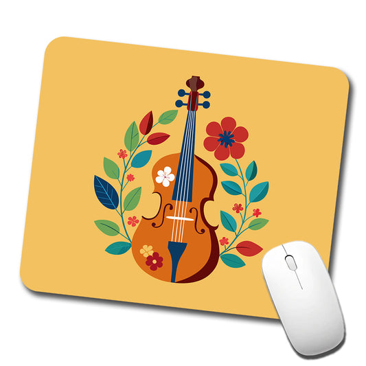 Cello Floral Motif Music Low Profile Mouse Pad Mat
