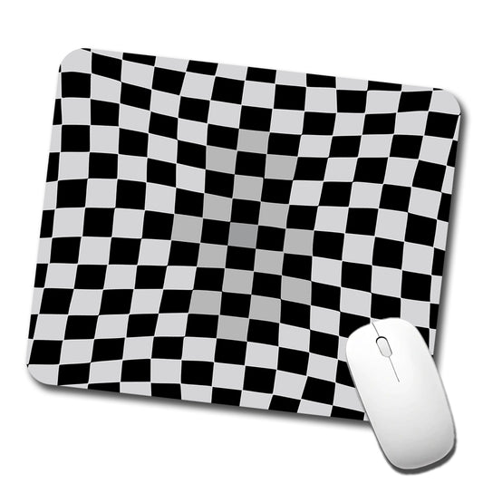 Checkered Flag Black White Low Profile Mouse Pad Mat