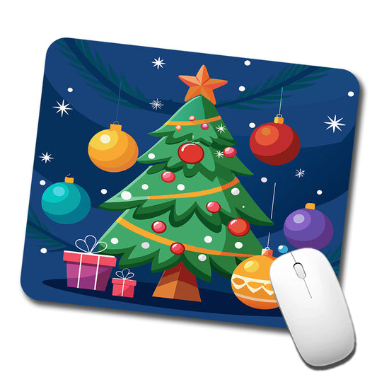 Christmas Tree and Ornaments Modern Low Profile Mouse Pad Mat