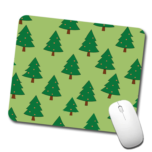 Christmas Trees Green Pattern Low Profile Mouse Pad Mat