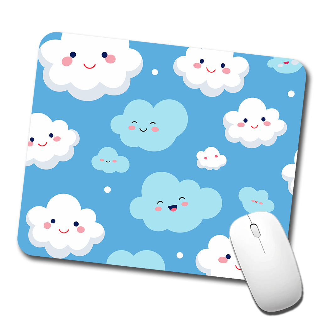 Clouds Happy Smiling Cute Pattern Low Profile Mouse Pad Mat