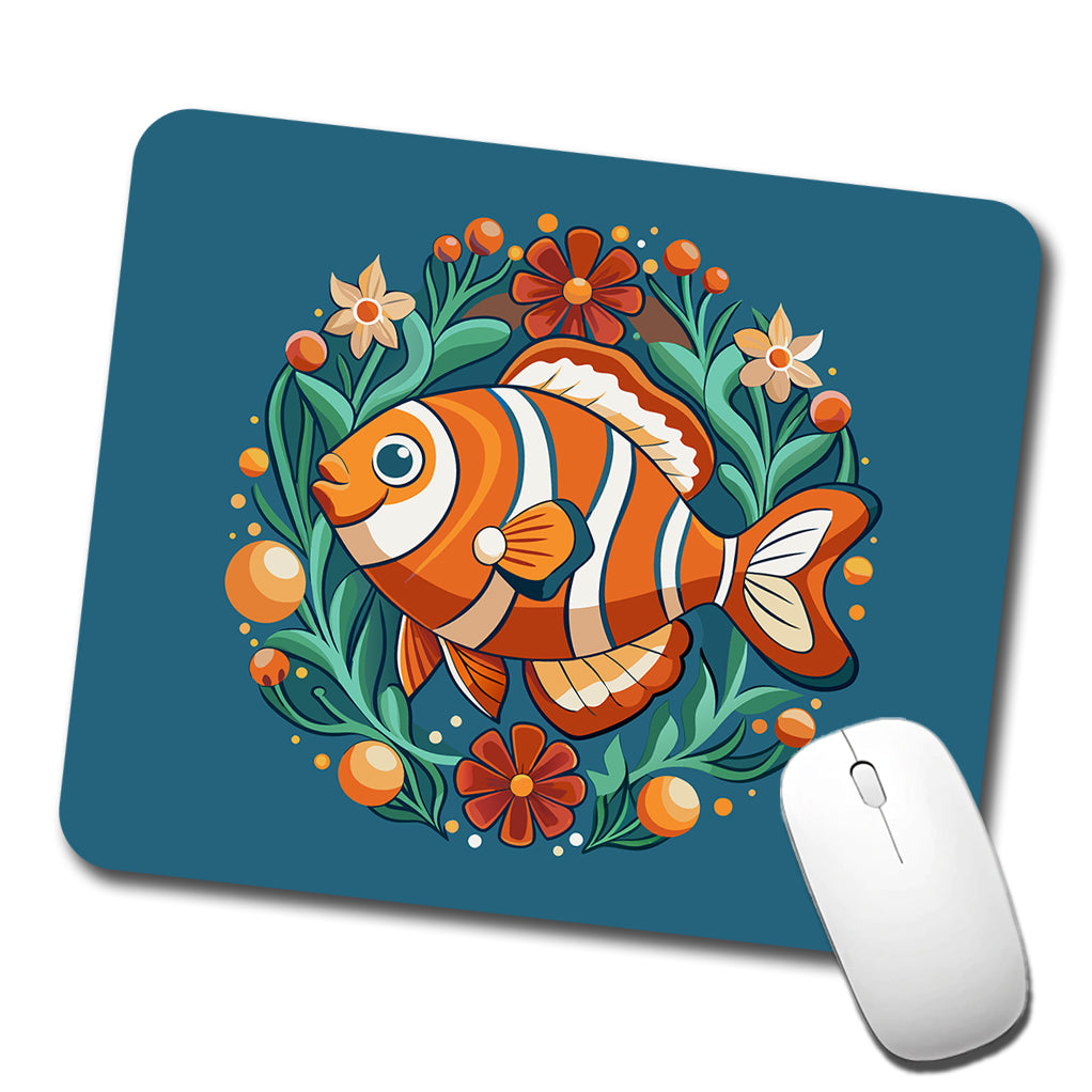Clownfish Floral Flowers Low Profile Mouse Pad Mat