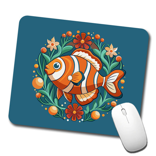 Clownfish Floral Flowers Low Profile Mouse Pad Mat