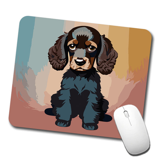 Cocker Spaniel Dark Sitting Low Profile Mouse Pad Mat