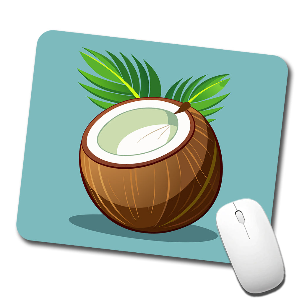 Coconut with Leaves Tropical Fruit Low Profile Mouse Pad Mat