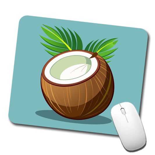 Coconut with Leaves Tropical Fruit Low Profile Mouse Pad Mat