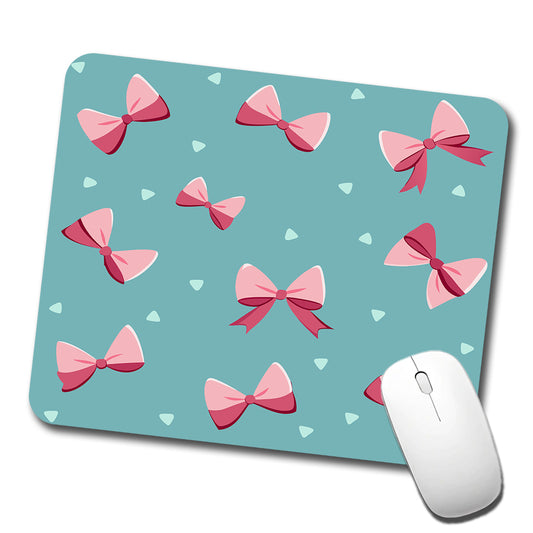 Coquette Pink Bows Scattered Low Profile Mouse Pad Mat