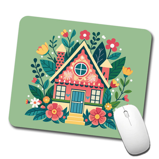 Cottage Core Cuteness Little House Low Profile Mouse Pad Mat
