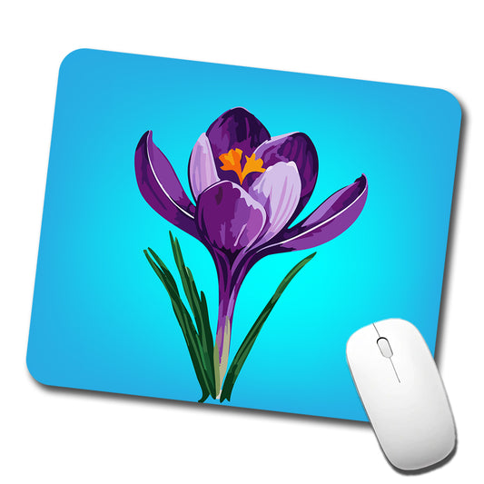 Crocus Flower Purple Watercolor Low Profile Mouse Pad Mat