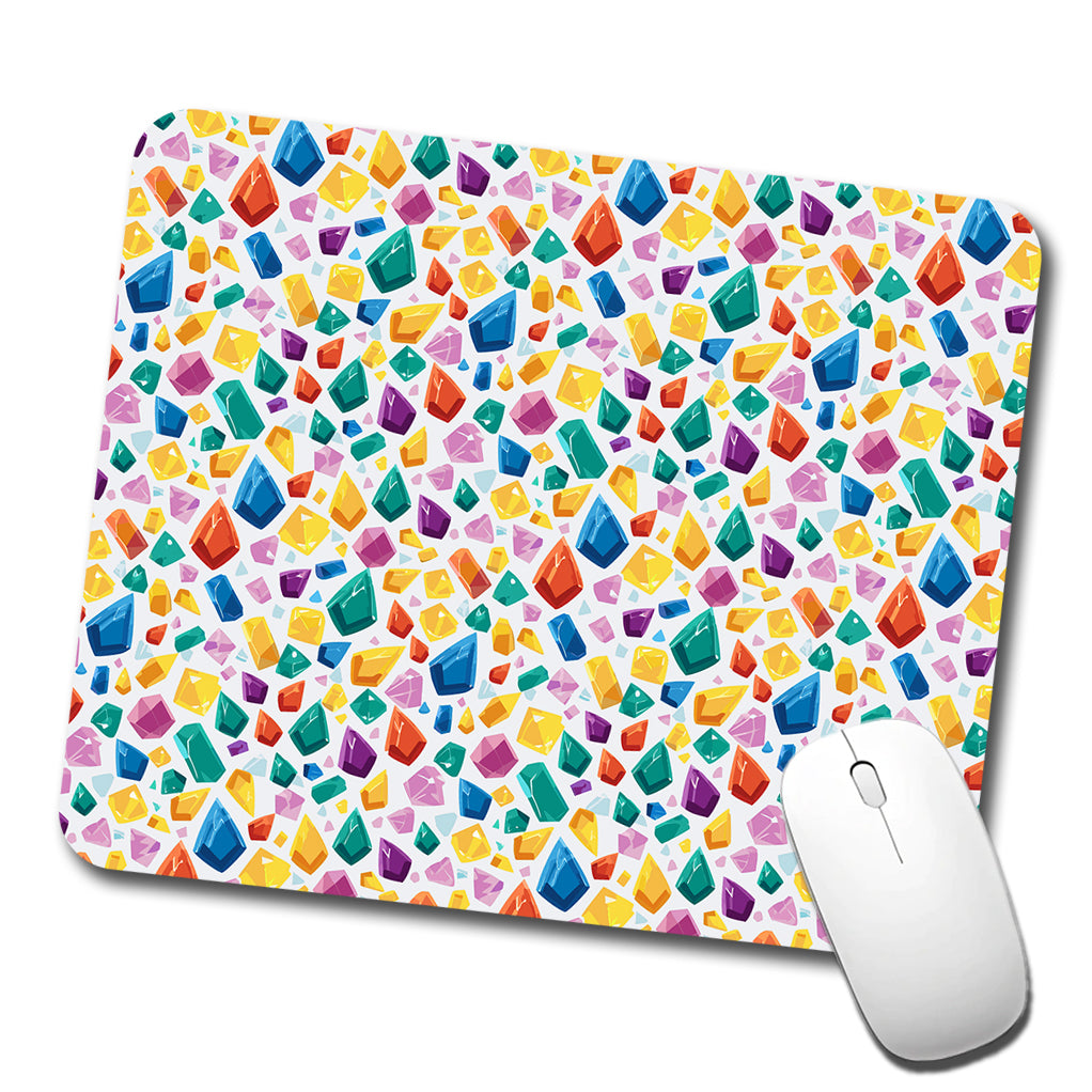 Crystals Gems Gemstones Colorful Pattern Low Profile Mouse Pad Mat