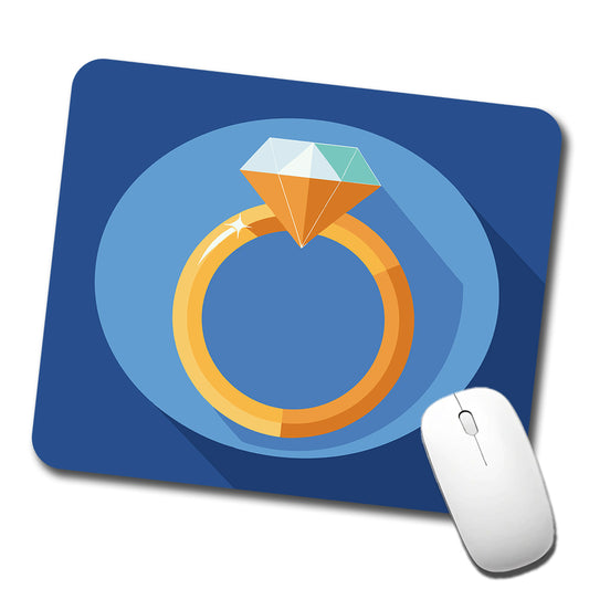 Diamond Ring Wedding Marriage Engagement Low Profile Mouse Pad Mat