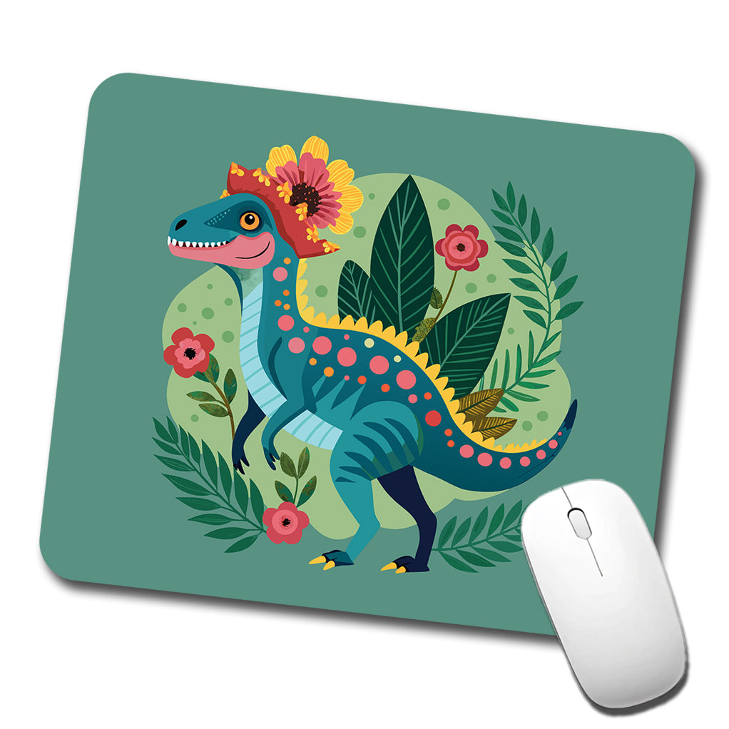 Dinosaur Floral Flowers Funny Low Profile Mouse Pad Mat