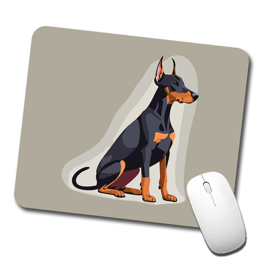 Doberman Dog Sitting Low Profile Mouse Pad Mat