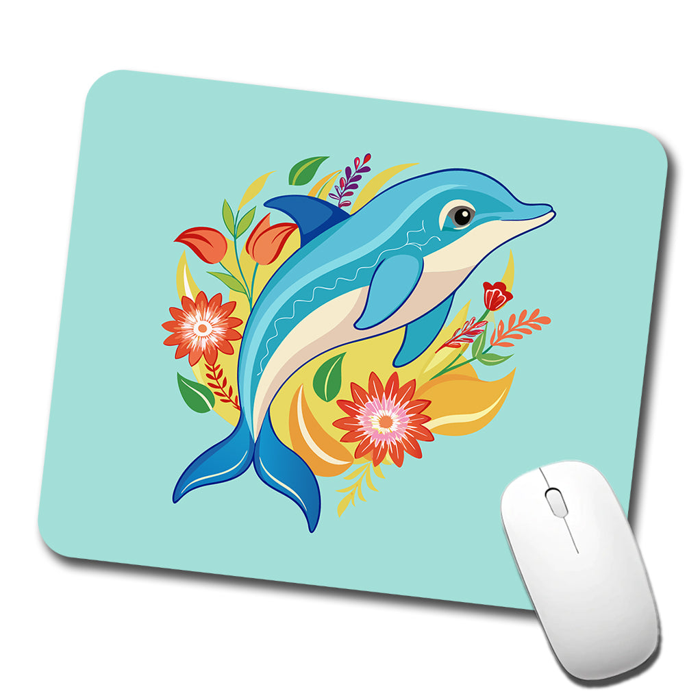 Dolphin Floral Flowers Low Profile Mouse Pad Mat
