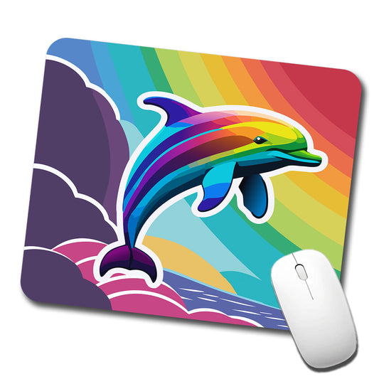 Dolphin Rainbow Cute Low Profile Mouse Pad Mat