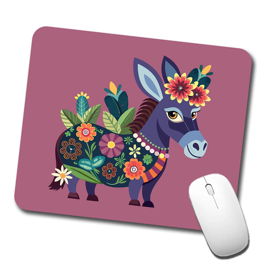 Donkey Floral Flowers Low Profile Mouse Pad Mat
