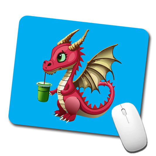 Dragon Drinking Boba Tea Funny Low Profile Mouse Pad Mat