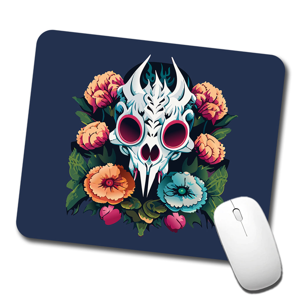 Dragon Skull and Flowers Low Profile Mouse Pad Mat