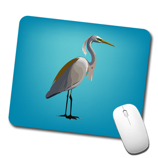 Egret Heron Bird Profile Low Profile Mouse Pad Mat