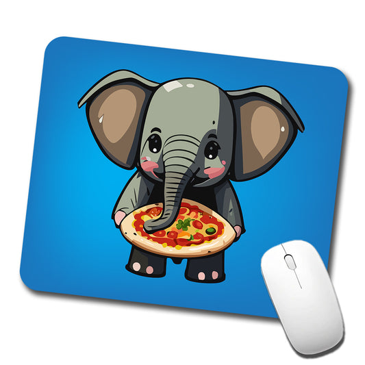 Elephant Eating Pizza Funny Low Profile Mouse Pad Mat