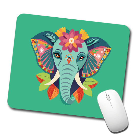 Elephant Head Floral Flowers Low Profile Mouse Pad Mat
