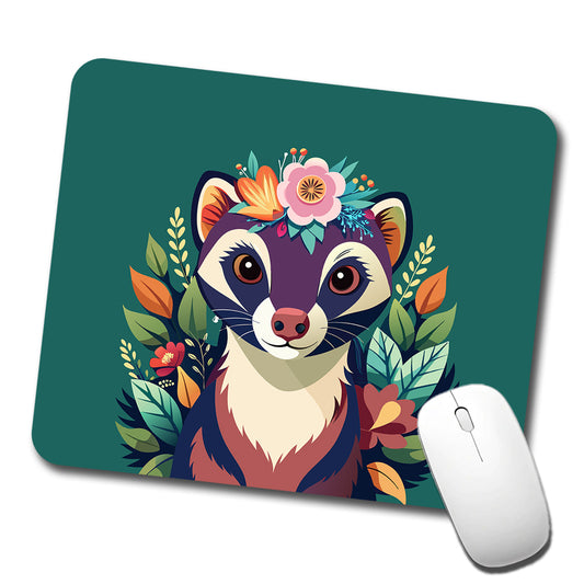 Ferret Head Floral Flowers Low Profile Mouse Pad Mat