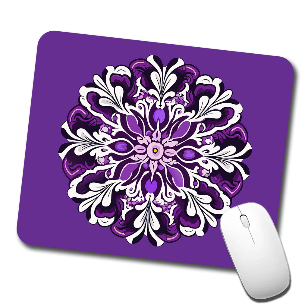Floral Motif Mandala Purple Beautiful Low Profile Mouse Pad Mat
