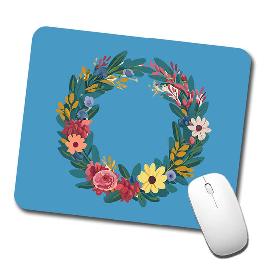 Floral Wreath Border Spring Low Profile Mouse Pad Mat