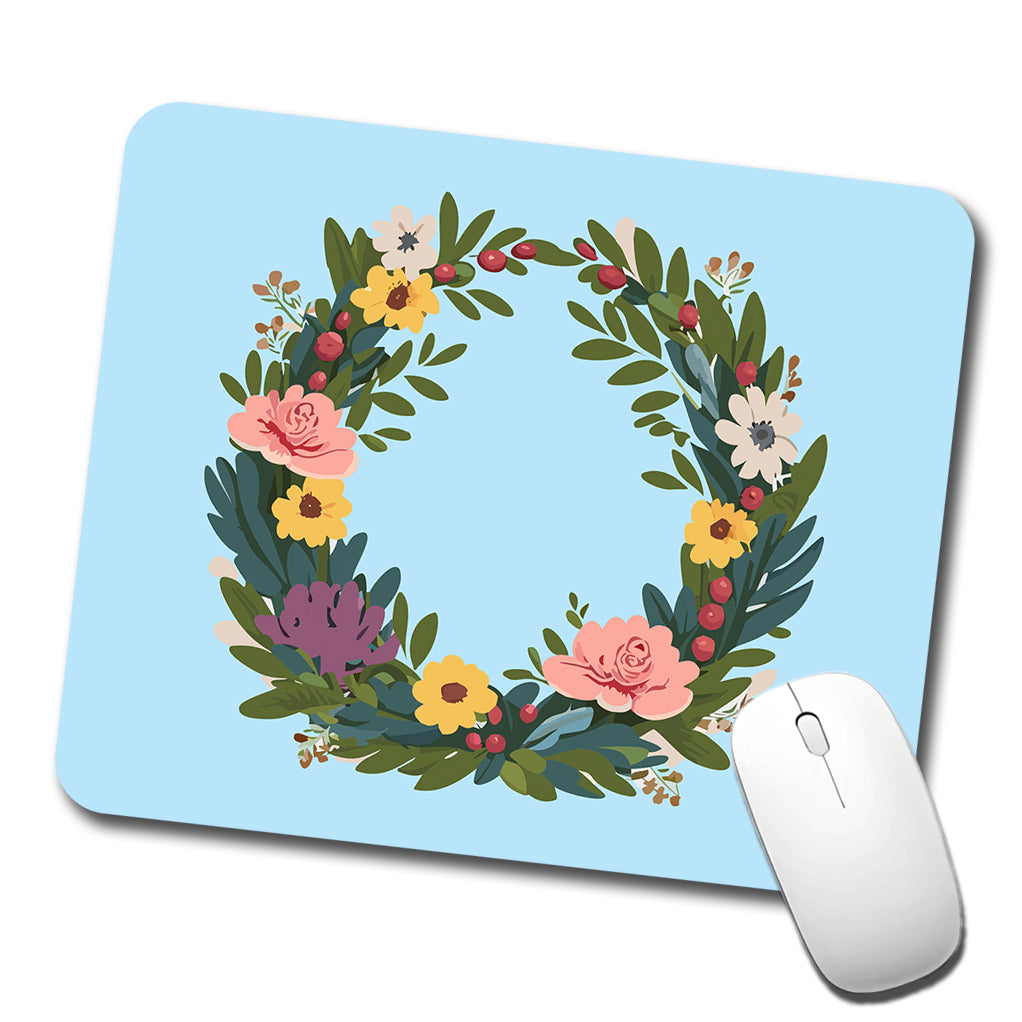 Floral Wreath Flowers Spring Wedding Low Profile Mouse Pad Mat