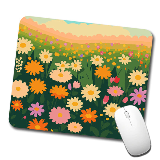 Flowers in Meadow Floral Low Profile Mouse Pad Mat