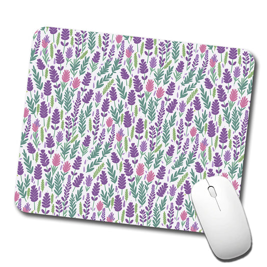Flowers Lavender Cute Pattern Low Profile Mouse Pad Mat