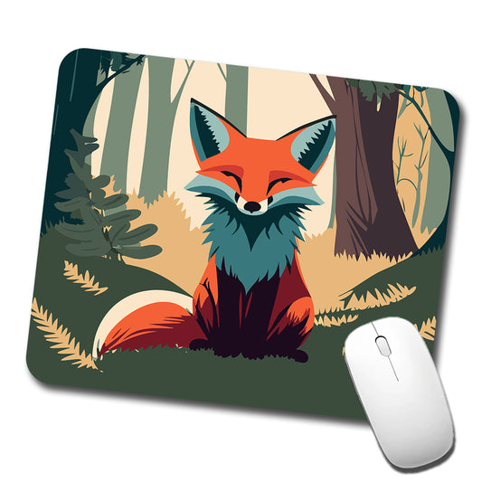 Fox in Forest Woodland Wilderness Low Profile Mouse Pad Mat