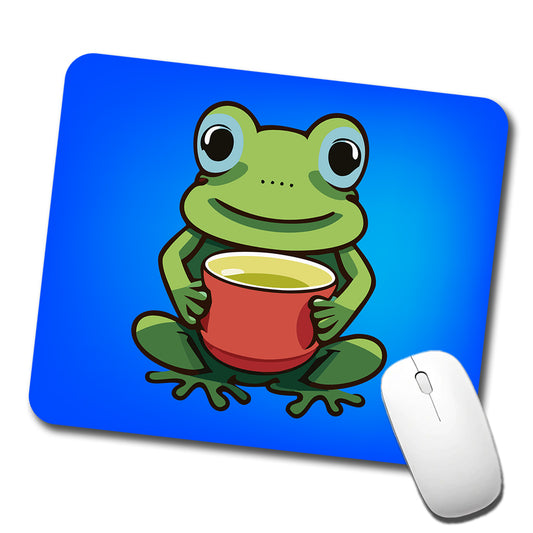 Frog Drinking Tea Funny Low Profile Mouse Pad Mat