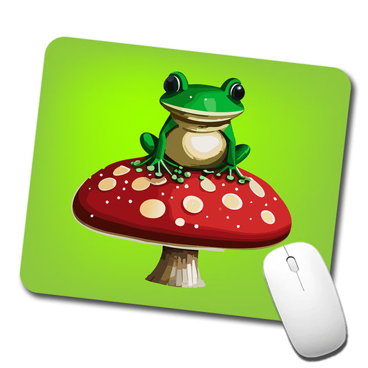 Frog on Red Toadstool Mushroom Low Profile Mouse Pad Mat