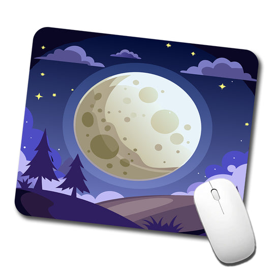 Full Moon at Night Low Profile Mouse Pad Mat