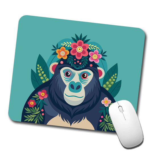 Gorilla Floral Flowers Low Profile Mouse Pad Mat