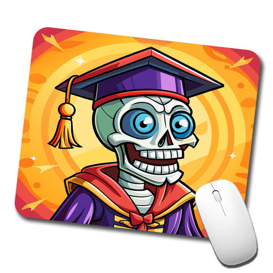 Graduate Skeleton Funny Graduation Low Profile Mouse Pad Mat