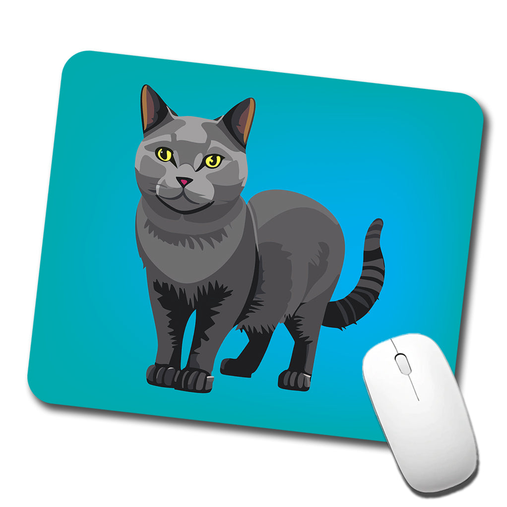Gray Cat Standing Low Profile Mouse Pad Mat